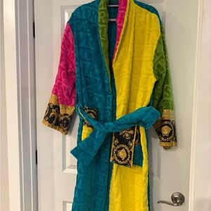 Versace Multicolor Robe with Gold Accents